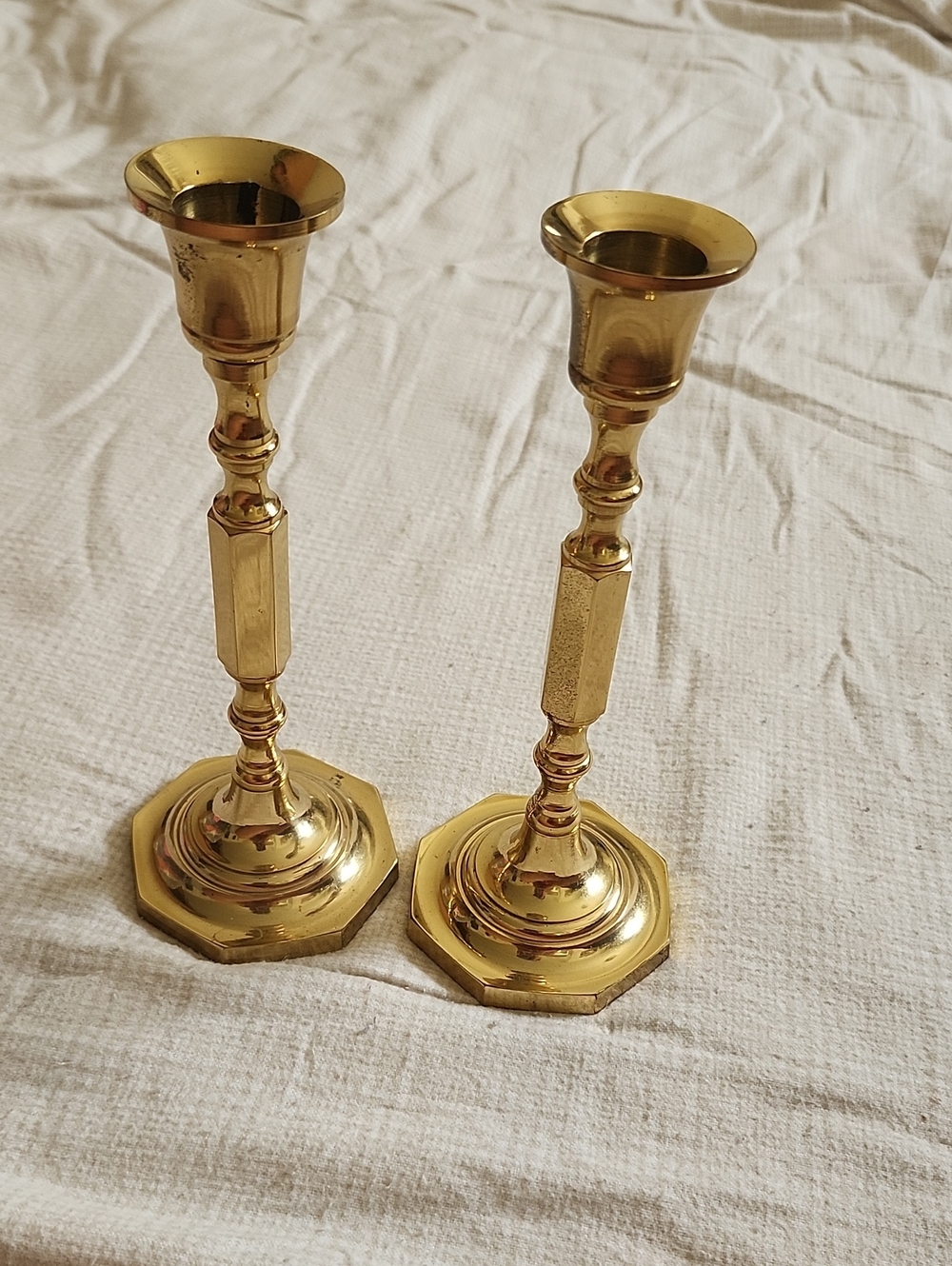 Brass Candlestick Pair 7.5 In - Gold Finish Home Accent